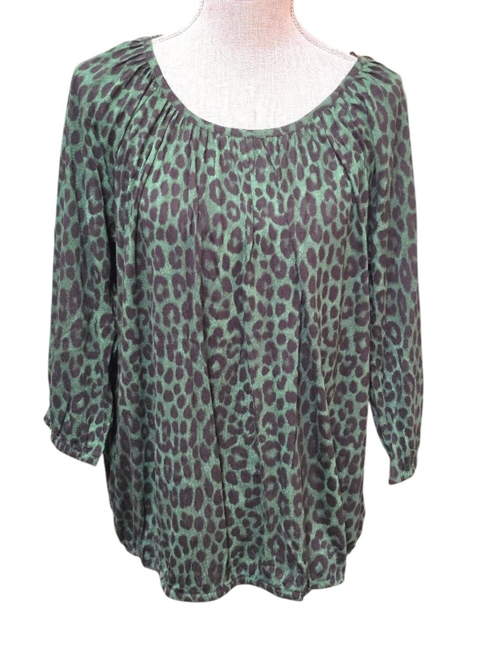 Michael Michael Kors Womens Plus Size Printed Top Green 0X